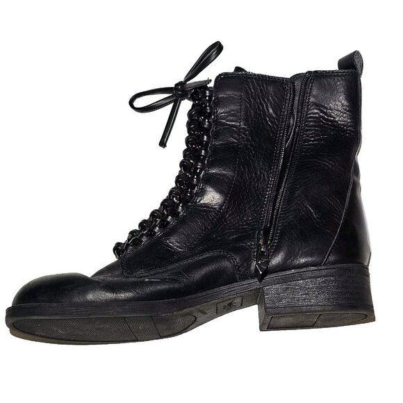 Fergie Womens Nemo Mid Calf Ankle Boots Black Zip Up + Laced Size 7.5M Punk Emo - Picture 8 of 11